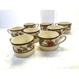 Vintage Set of 8 Mikasa Fine Ivory Lavish‎ Meadow L2250 Japanese China Tea Cups